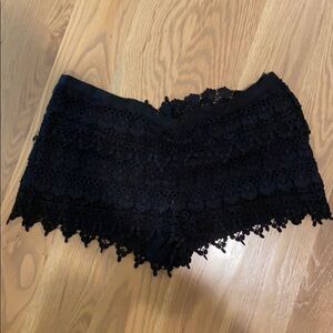 Black crochet lace shorts